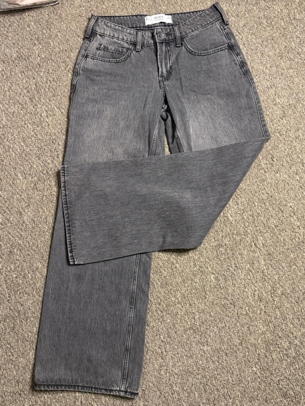 Hollister Low Rise Baggy Jeans Gray Wash Y2K Wide Leg W26